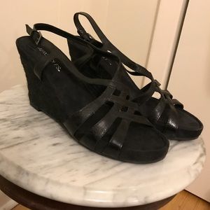 Lk new Aerosoles Black wedge sandals women’s 10